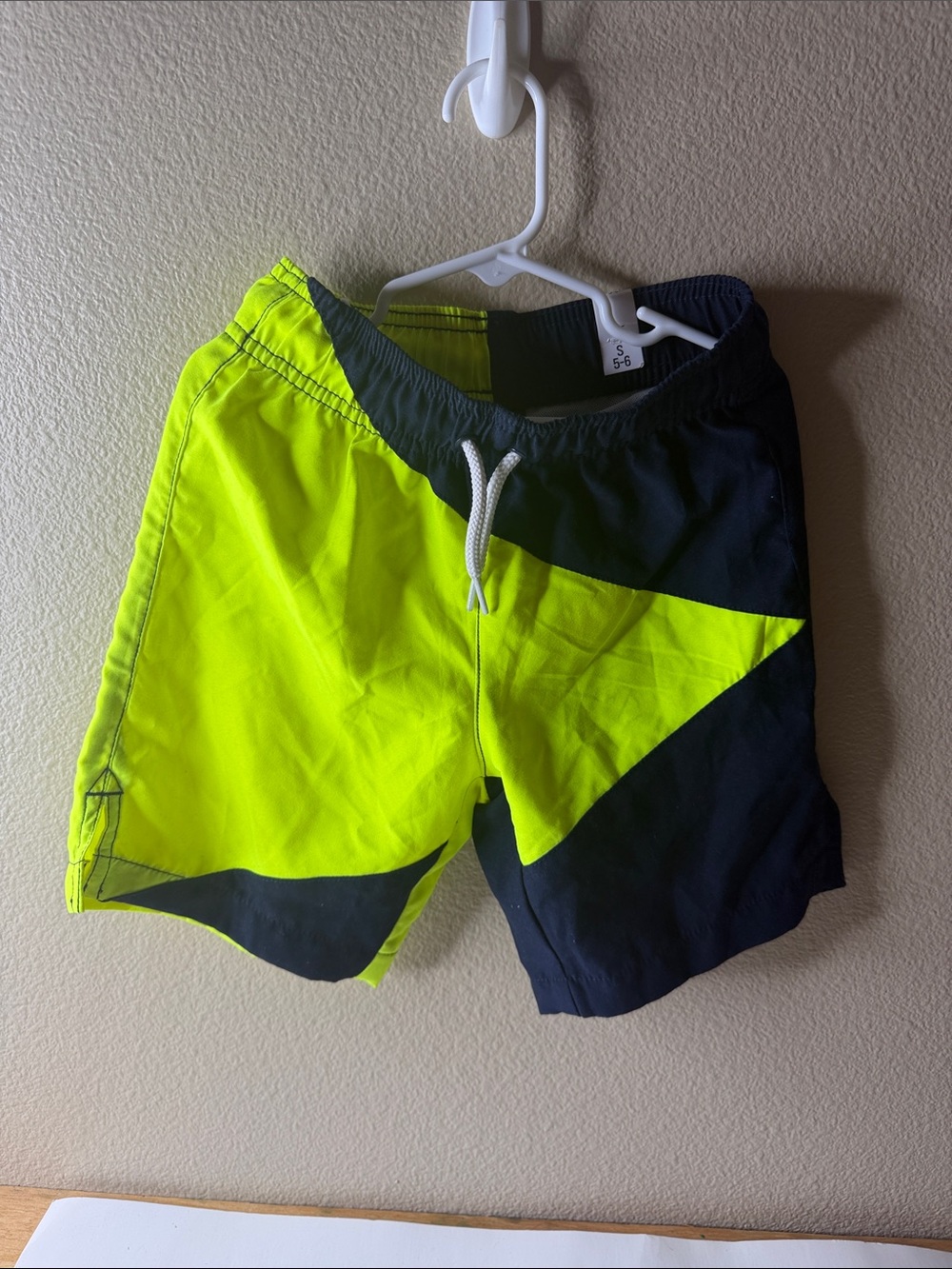 Boys Neon Yellow & Navy Blue Swim Shorts